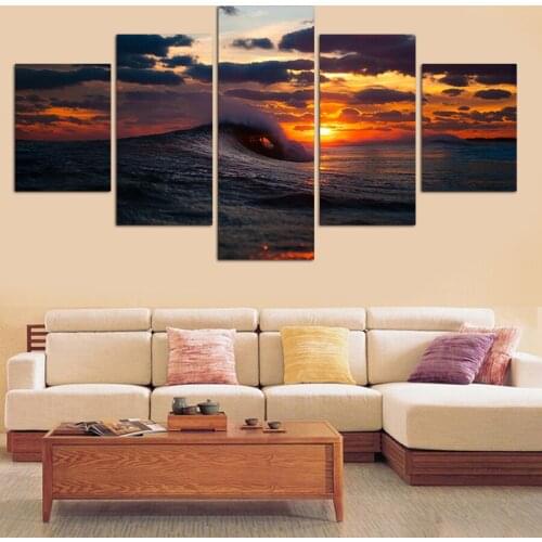 Unframed 5 Pcs Sea Wave Modern Home Wall Decor Painting Canvas Art HD Print Posters Canvas Wall Picture For Wedding Decor gift
