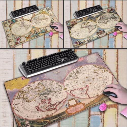 Mairuig Old World Map Large Gaming Mouse Pad Lockedge Mouse Mat Keyboard Pad Desk Mat Table Mat Gamer Mousepad for Laptop