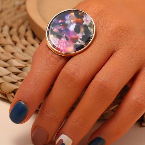 Gypsy Vintage Gold Metal Finger Rings for Women Round Geometric Adjustable Ring Bohemian Holiday Party Jewelry New Year Gift