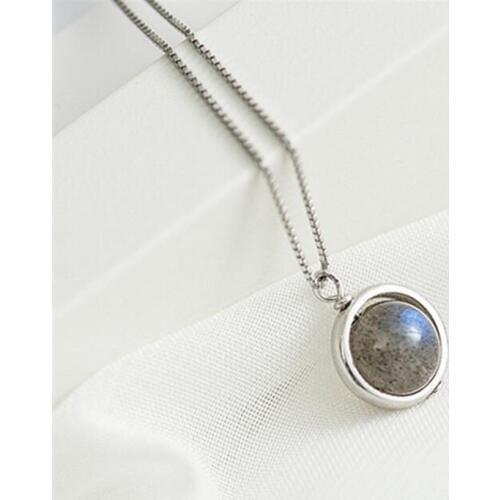 Drop Ship 925 Sterling Silver Labradorite Necklace Nature Gem Moonstone Female Jewelry Pendant