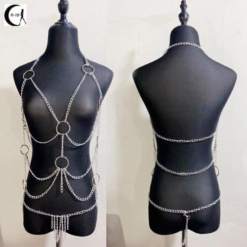 Sexy Women Chain Bondage Hollow Out Clothes Couple Flirting SM Slave Adult Sex Game Toys Binding Hollow clothes Erotic Lingerie