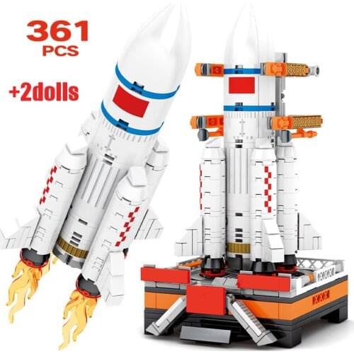 SEMBO City Aerospace Launcher Rocket Building Blocks Technical Space Astronaut Figure Brick Educational Toy For Children