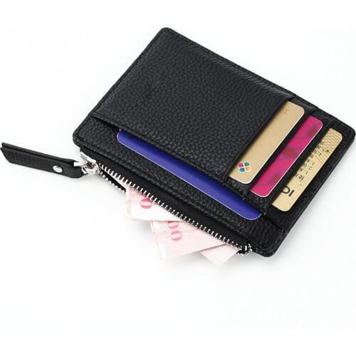 Womens Men Leather Small Mini Wallet Card Holder Zip Coin Purse Handbag Fashion Multi-layer Coin Purses Mini Slim Card Wallet