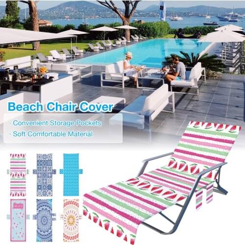 Lounge Chair Beach Towel Cover Microfiber Pool Lounge Chair Cover with Pockets Holidays Lounge Chair Mate for Sun Lounger Beach