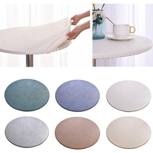 Round Waterproof Tablecloth Elastic Fitted Oilproof Top Cover Patio Table Decorative Tablecover No shrink Home Party Buffet
