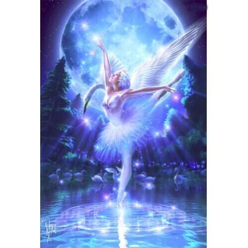 5D diy diamond Painting Cross Stitch kit 3d Diamond Embroidery Swan Lake Dance girl picture Mosaic pattern arts and crafts