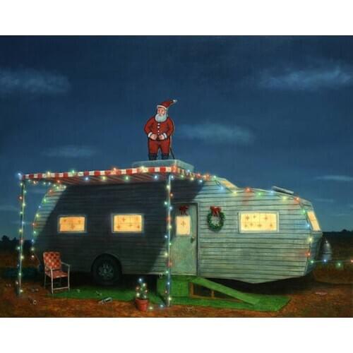 DIY Painting By Numbers Trailer House Christmas Kit Oil Picture By Numbers Wall Art Painting on Canvas Home Decoration Gift