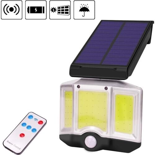 Solar Wall Light PIR Motion COB Led Outdoor Solar Lamp Waterproof Garden Wall Light Street Lights Remote Control Night Light