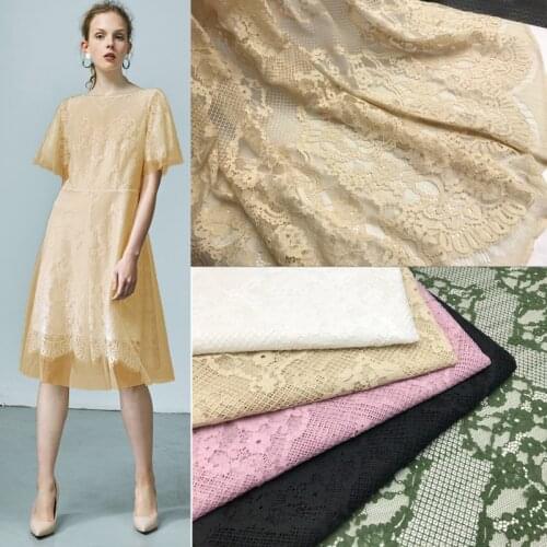 LASUI New 1.5m *1.5m black white eyelash french lace fabric soft cotton lace Wedding dress accessories fashion fabrics DIY C0228