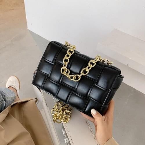 Woven Flap Crossbody bag 2021 Fashion New High quality PU Leather Womens Designer Handbag Chain Tote Shoulder Messenger Bag