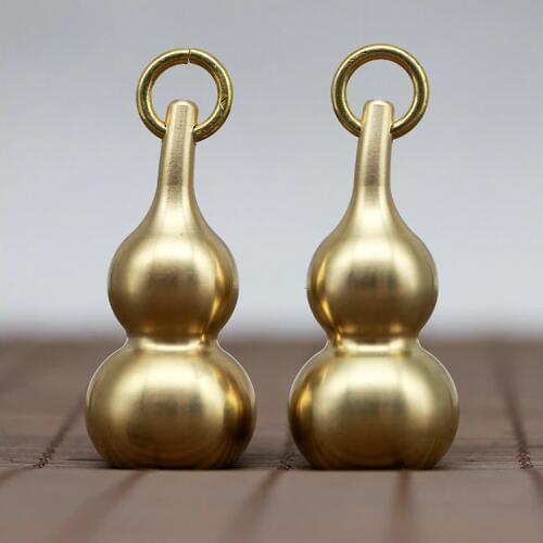 Mini Portable Brass Gourd Chinese Traditional Decoration Ornament Statue Keychain Pendant Home Office Desk Ornament Toy Gift