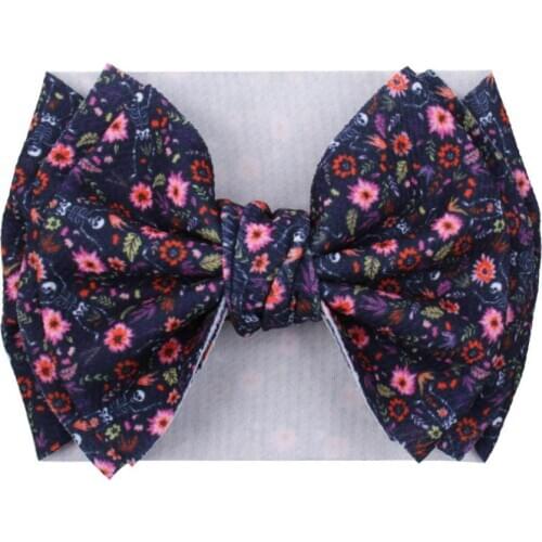 Halloween Headband Classical 7" Large Hair Bow Printed Bullet Fabric Head Wrap Festival DIY Hair Accessories Headwear