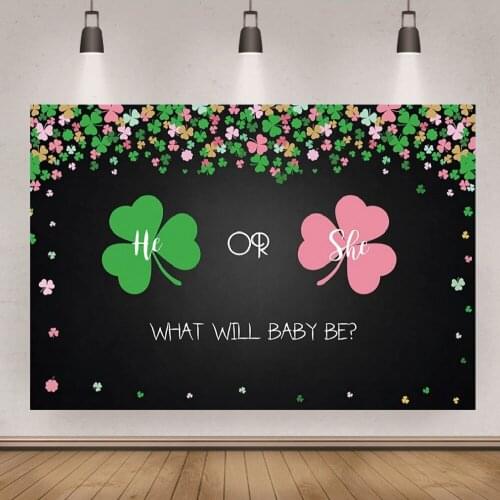 Lucky Clover Newborn Baby Gender Reveals Photography Backdrops Custom Photo Studio Boy or Girls Photozone Background Vinyl