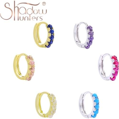 SHADOWHUNTERS Authentic 925 Sterling Silver Ball Charms Hoop Earring Colorful Opal Earrings For Young Girl Fashion Women Jewelry