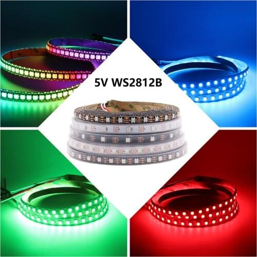 1m 2m 3m 4m 5m WS2812B WS2812 Led Strip,Individually Addressable Smart RGB Led Strip,Black/White PCB Waterproof IP30/65/67 DC5V