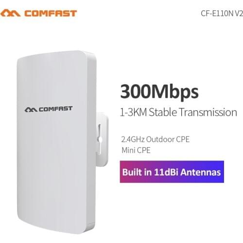 1-3KM Long Coverage CPE 300Mbps 2.4G Wireless Bridge Outdoor Wifi Repeater Router Access Point With 11dbi Antenna Nanostation