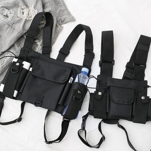 Unisex Outdoor Tactical Shoulder Bags Chest Rig Bag Streetwear Men Functional Waist Packs Adjustable Pockets Waistcoat