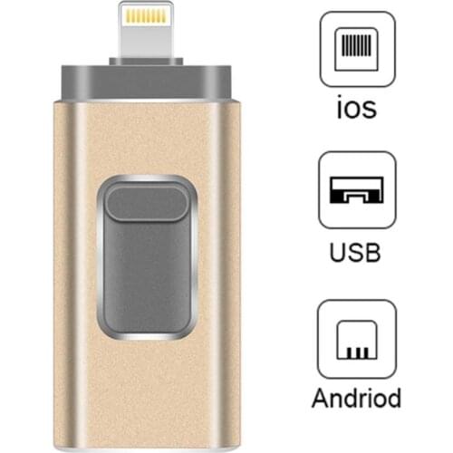 Usb iPhone Flash Drive 3 in 1 Lightning OTG Pen Drive USB Flash 3.0 Pendrive 32GB Usb Key Memory Stick Compatible Apple iPad PC