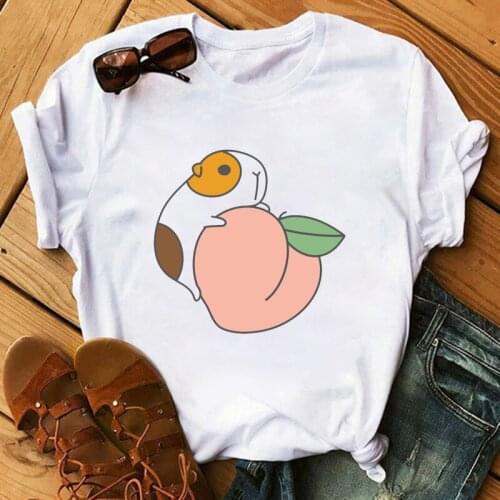 Funny Women T-shirt Cartoon Peach Printing Female T Shirt Cartoon Tshirt Harajuku Fashion O-Neck Tops Tees Femme Clothes