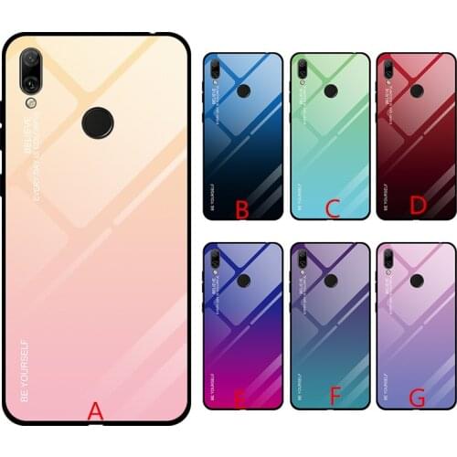 50pcs/lot Gradient Painted Tempered Glass Back Protector Phone Cover Case For Huawei Y7 Prime pro 2019 Enjoy 9