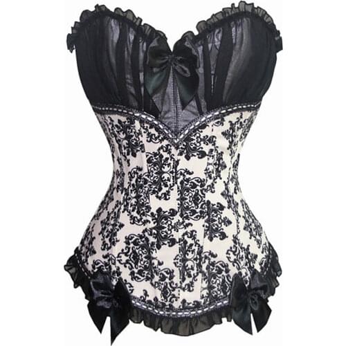 Zip Up gaine amincissante femme Corset Overbust Bowknot Floral gaine ventre Daily Outfit Bustiers Corsets korsett for women Sexy