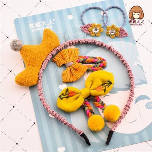 1 Set Gifts Crown Hairband Bowknot Hairpin Girls Kids Hair Clips Hoop Accessories For Children Hair Bows Barrette Headdress 2018