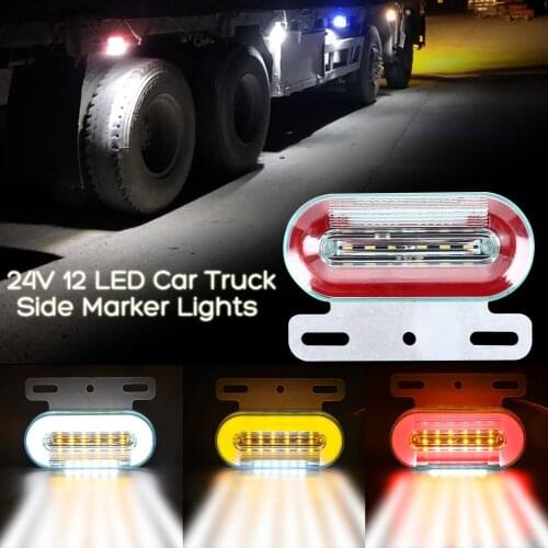 1pcs 24V 12 LED Car Truck Side Marker Lights Car External Lights Signal Indicator Lamp Warning Tail Light 3 Modes Trailer Lorry