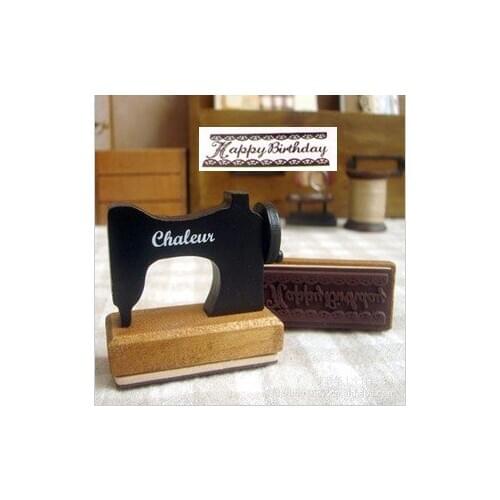 1PC Funny vintage stamp Sewing machine shape happy birthday rubber stamps DIY funny Work gift school supplies(ss-280)