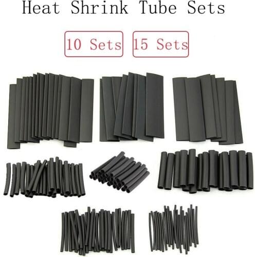 10 /15 Sets 127 Pcs Heat Shrink Sleeving Tube Tube Assortment Kit Electrical Connection Electrical Wire Wrap Cable Waterproof
