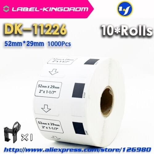10 Refill Rolls Compatible DK-11226 Label 52mm*29mm 1000Pcs Compatible for Brother Label Printer QL-700/720 White Paper DK-1226