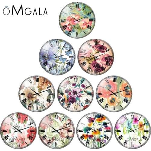 Ink Flowers Clock Patterns 10pcs mixed 12mm/18mm/20mm/25mm/30mm Round photo glass cabochon demo flat back Making findings