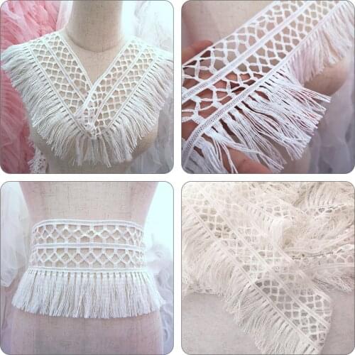 100cm White Lace Edge Trim Tassel Curtain Wedding Dress Fringe DIY Sewing Craft