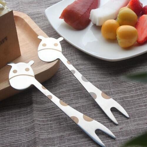2pcs/set Stainless Steel Fruit Fork Snack Cake Dessert Forks West Tableware Animal Fork Home Flatware Kitchen Accessory