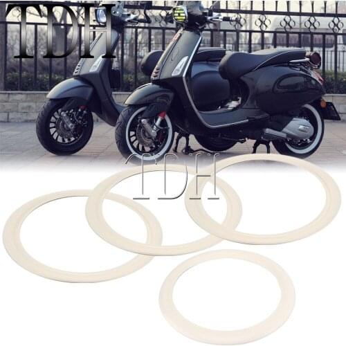 4x 12'' Wheel Hub Tyre Edge Protector Ring Tire Guard Sticker Rubber Strip For Vespa GTS 250 300 Sprint Primavera 150 LX150 S150