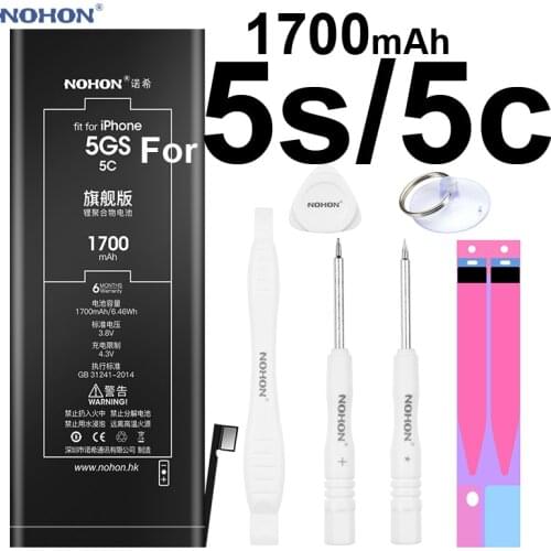 Nohon Battery For iPhone 5s 5c iPhone5c iPhone5s 5GS 1700mAh Capacity Li-polymer Bateria For Apple iPhone 5c 5c Batteries +Tools
