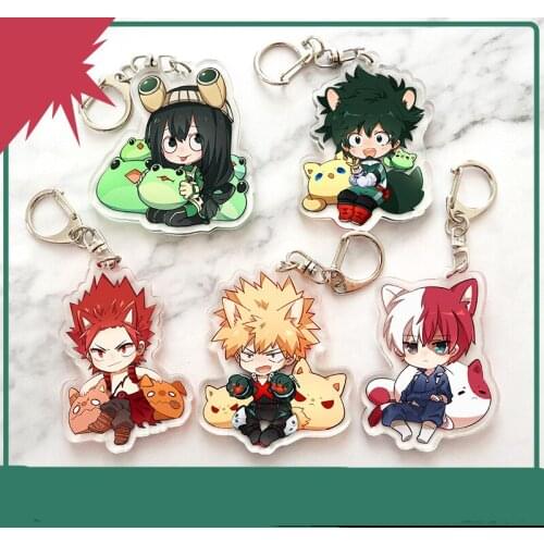 Anime My Hero Academia Keychain Todoroki Shouto Cosplay Double Sided Transparent Acrylic Key Chain Cute Funny Jewelry Fans Gift