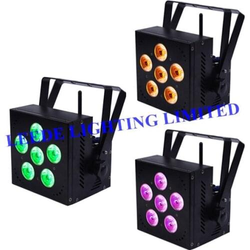 Freeshipping Rechargeable Battery 6*18W Wireless DMX Led Uplights RGBWA UV 6IN1 Color 4 Digital LED Display Aluminum Case
