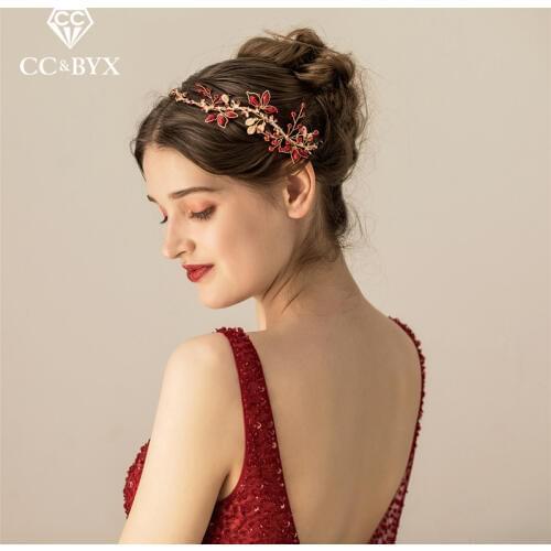 CC Hairbands Headbands Crown Tiara For Bridal Women Fine Jewelry Wedding Engagement Hair Accessories Party Red Crystal DIY O547