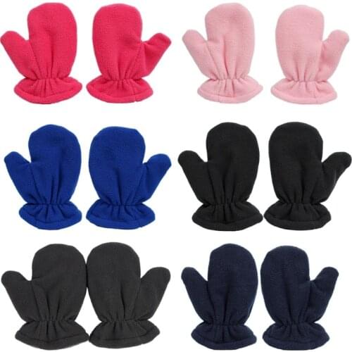 Baby Gloves Winter Warm Plus Velvet Mittens Children Kids Lined Fleece Gloves