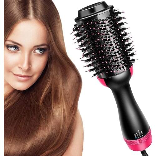Hair Dryer Brush Hot Air Styler Comb Volumizer Hair Straightener Curler Comb 3in1 One Step Blower Dryer Negative Ion Hairdryer