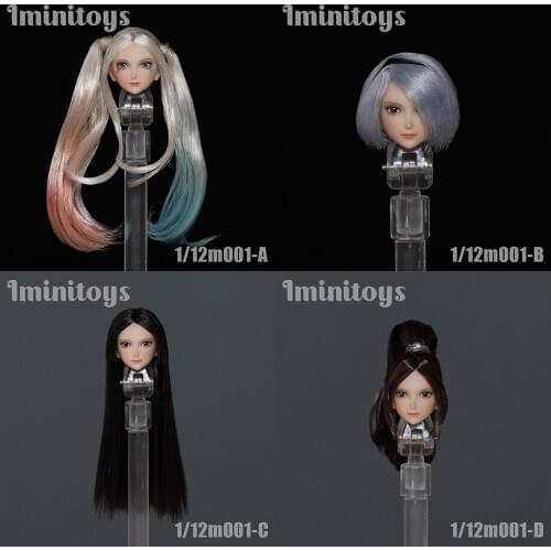 Iminitoys M001 1/12 Scale Female Soldier Figure Accessory Anime Beauty Head Sculpt Carved for 6inch PH Pale Skin Figure Body