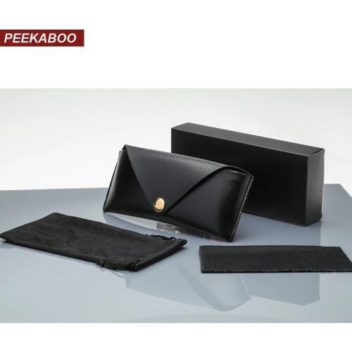 Peekaboo PU leather sunglasses packaging boxes custom print soft case glasses box women men white black dropshipping