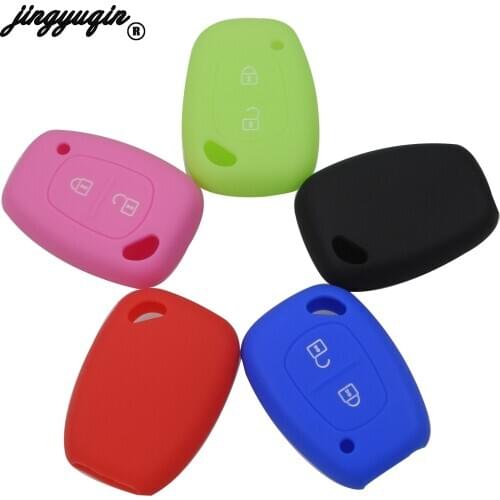Jingyuqin 2Button fit for Renault Kangoo Traffic Master Opel Vivaro Movano Silicone Car Smart Key Rubber Case FOB