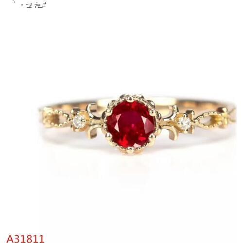 KJJEAXCMY Fine jewelry Fine 925 pure silver inlaid natural ruby female ring support test