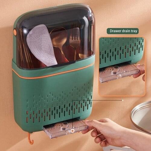 Multifunctional Dustproof Tableware Rack Knife Holder Spoon and Fork Kitchen Storage Rack Storage Box