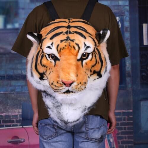 Fashion Creative Animal Style Lifelike Simulation Tiger Head Lion Backpack Shoulder Bag Bigbang G-dragon Spoof Gift Party Bags