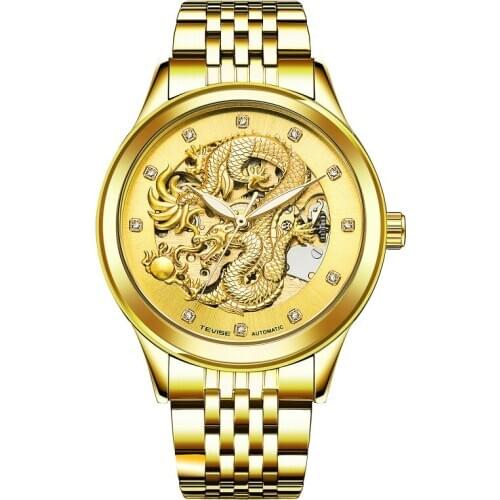 TEVISE Chinese Dragon Men Watch Automatic Watches Luminous Waterproof Male Clock Mens Watches Top Brand Luxury Wristwatches New