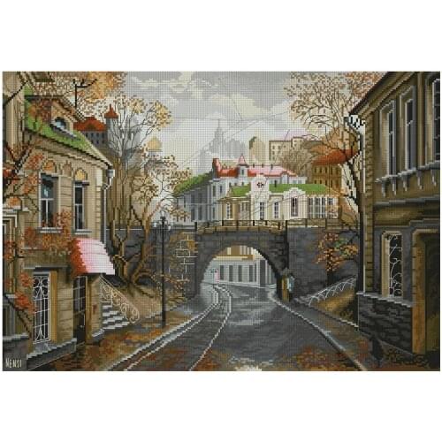 Old Bridge Beautiful Street Sewing Kit Top Quality Embroidery Needlework 14CT Unprinted Art Cross Stitch Kits DIY Handmade Decor