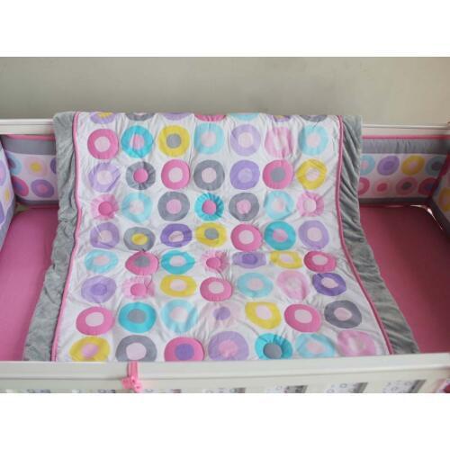 3pcs Embroidery Baby crib bedding set kids 100% Cotton Comfortable bed linen ,include(4bumpers+duvet+bed cover+bed skirt)