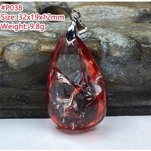 Natural Red Limonite Phantom Quartz Pendant For Women Men Love Healing 32x19x12mm Beads Clear Crystal Silver Rare Gemstone AAAAA
